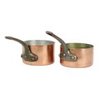 Set Van 2 Decoratieve Steelpannen Koper Staal Frankrijk thumbnail 2