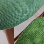 Deense Stoelen | Dining Chairs Danish Green Wool Teak Wood thumbnail 5