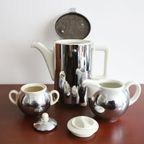 Art Deco Bauscher Koffie Set Chroom Drp, Nederlandsch Jaren '30 thumbnail 6