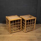 Set Vintage Sidetables Rattan & Bamboo thumbnail 3