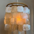 Set Van 2 Capiz Schelpen Hanglamp Lampen Schelp Parelmoer Bamboe Frame Wit Bedrading thumbnail 5