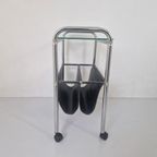 Vintage Verrijdbare Magazine Rack Krantenback Design. thumbnail 6