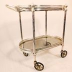 Neoclassical Silvered Bar Cart In Style Of Maison Jansen, 1950S thumbnail 4