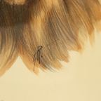 Vintage Ingelijste Kleuren Litho Hond Chow Chow Gesigneerd thumbnail 4