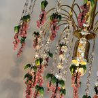 Vintage Grote Murano Kristallen Roze Druiven Kroonluchter Teardrop Frame thumbnail 8