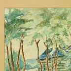 Aquarel José Wolff Kunst Schilderij Houten Barok Stijl Lijst 1924 thumbnail 17