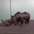 Grote Zeer Decoratieve Leren Neushoorn thumbnail 7