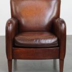 Karaktervolle Schapenleren Fauteuil/ Armchair Met Een Mooi Patina En Warme Kleuren thumbnail 3