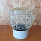 Vintage Plafoniere, Plafond Lamp Van Helder Reliëf Glas thumbnail 6