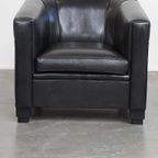 Zeer Comfortabele Zwarte Art Deco Design Fauteuil/ Armchair Gemaakt Van Schapenleer thumbnail 3