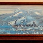 Vintage 3D Clipper Schip Hologram In Houtenlijst thumbnail 9