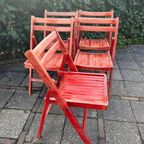 Klapstoelen Mid Century Rood, Set Van 5 thumbnail 4