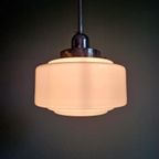 Art Deco Hanglamp In Witte Opaline, Jaren 1920-30 thumbnail 5