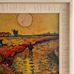 Vincent Van Gogh “De Rode Wijngaard”, Op Board. Vintage Reproductie In Originele Houten Lijst. thumbnail 5