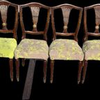 4 Antieke Stoelen Art Deco Groen Kleurrijk thumbnail 6