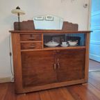 Vintage Dressoir In Art Deco Style, Buffet Kast Met Vitrine thumbnail 13