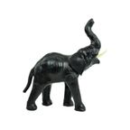 Vintage Olifant Met Slagtanden Papier Mache En Leder Beeld Sculptuur thumbnail 5