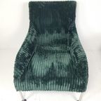 Vintage Design Fauteuil Nieuw Gestoffeerd Groene Rib thumbnail 6