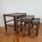 Vintage Manou Bamboe Nest Tafeltjes Mimi Set Jaren 70. thumbnail 7