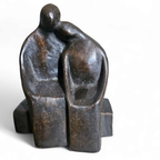 Solid Bronze Figures / Marked Hk / Height 17 Cm Height 17 Width 14 Depth 9 Cm thumbnail 2