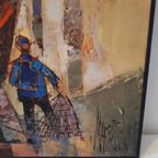 Rene Margotton 70's Vintage Print Op Hout Retro Schilderij thumbnail 2