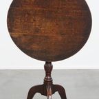 Leuke Antieke Engelse Ronde Wijn/ Tilt Top Table/ Bijzettafel Uit De 19e Eeuw Met Een Rond Blad thumbnail 3