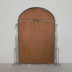 Art Deco Spiegel Met Geslepen Glas In Aluminium Lijst, Jaren 30 thumbnail 2