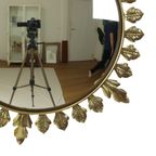 Vintage Metalen Zonnespiegel Convex Goud Deknudt Jaren 70 thumbnail 4