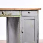 Vintage Bureau Hout | Oud Bureau | Houten Bureau Grijs thumbnail 10