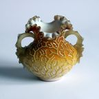 Victorian Glass Peach Sunrise Coralene Vase, Late 19Th Century. thumbnail 13
