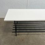Vintage Salontafel, Wit Houten Blad Op Zwart Stalen Frame. 1970’s thumbnail 3