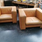 Vintage Grote Leren Fauteuils thumbnail 6