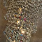 Xxl Vintage Opaline Teardrop Kroonluchter Pegels Kristal Hanglamp thumbnail 11