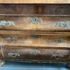 Antieke Hollandse Wortelnoten Buik Secretaire / Klepbureau thumbnail 13