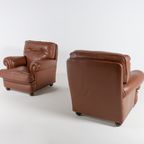 Pair Of Brown Leather Club Armchairs / Fauteuil From 1970’s, Italy thumbnail 5
