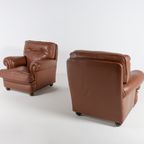 Pair Of Brown Leather Club Armchairs / Fauteuil From 1970’S, Italy thumbnail 5