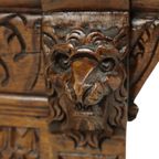 Antieke Zitbank Gesculpteerd Eikenhout Kerk Renaissance Revival thumbnail 17