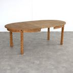 Brutalist Ovale Eettafel | Vintage Tafel | Eiken | Verlengbaar thumbnail 9