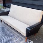 Vintage Jaren 60 Deense Design Bank | Ecru, Zwart, 3-Zits thumbnail 14