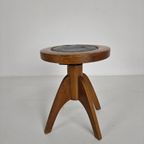 Art Deco Verstelbare Pianokruk Met Leren Zitting – Ca. 1920 thumbnail 5