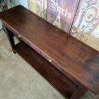 Donker Teakhouten Sidetable, Wandcnsole, Haltafel Afm. 140x3 thumbnail 3