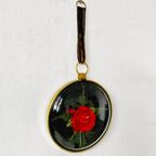 Vintage Lijstje Bol Glas Rode Roos 1970’s thumbnail 2