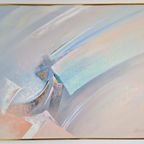 Vintage Abstract Schilderij Lee Reynolds '80 Lijst Messing thumbnail 7