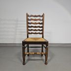 Set Of 4 Oak, Rustic, Farmhouse, Ladderback Dining Chairs With Rush Seats 1960S thumbnail 8