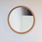 Xl Vintage Rond Spiegel Hout Kunststof Deens Mid Century ‘60 thumbnail 3