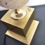 Jaren ’60 Lamp Met Struisvogelei Van Travertin | Mid Century thumbnail 7