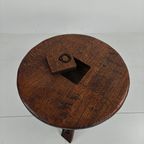 Rustic Oak Brutalist Ronde Koffie Tafel Frankrijk 1960S thumbnail 9