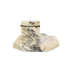 Art Deco Inktstel Bureau Set Wit Geaderd Marmer Inktpot Pennenhouder 25Cm thumbnail 3