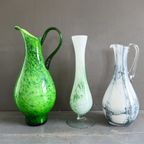 Vintage Murano Glazen Groene Vaas thumbnail 9