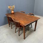 Vintage Teakhouten Koloniale Eettafel Met Lade thumbnail 8